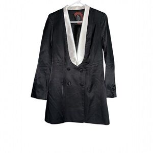 C Luce Inc Elegant Black and White Women's Silk Blazer Large